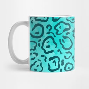 Aqua Watercolor wild cat pattern Mug